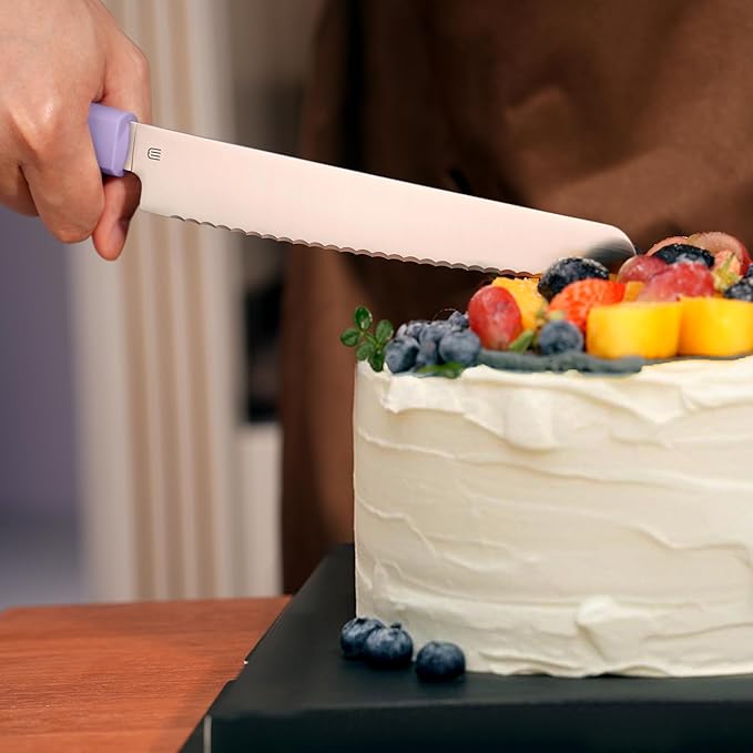 7.5" Serrated Bread Knife for Homemade Bread, Razor Sharp AR-RPM9 Steel & Innovative Wavy Edge, Professional Serrated Knife for Sourdough Bread Cake, Gift Box for Baker Home Chefs