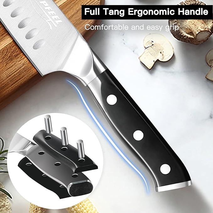 Professional Chef Knife Set Sharp Knife, German High Carbon Stainless Steel Kitchen Knife Set 3 PCS-8" Chefs Knife &7" Santoku Knife&5" Utility Knife, Knives Set for Kitchen