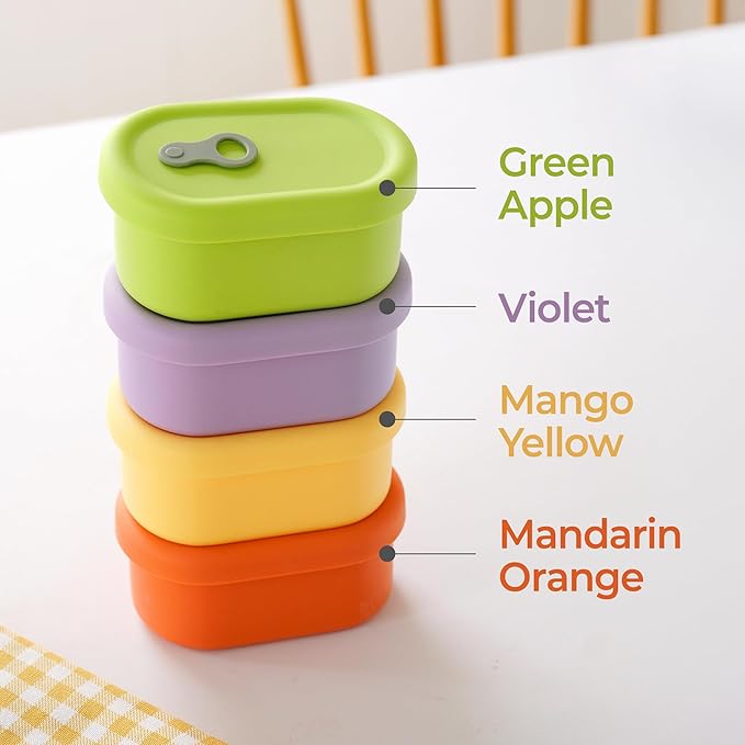 Premium Korean-Made Silicone Airtight Food Container with Steam Vent – BPA Free, Leakproof, Microwave & Freezer Safe Meal Prep. & Leftovers Storage (Violet, 200ML)