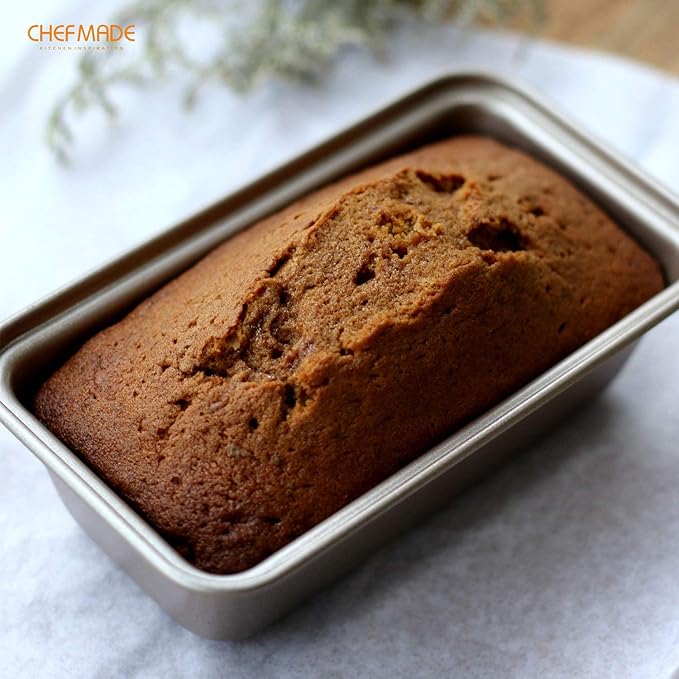 CHEFMADE Mini Loaf Pan Set, 5.5-Inch 4Pcs Non-Stick Rectangle Bread and Cake Bakeware for Oven and Instant Pot Baking (Champagne Gold)