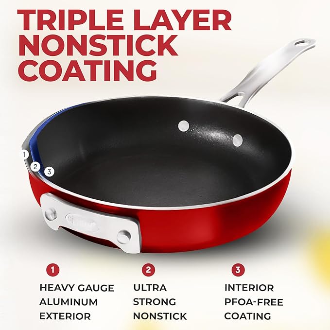 Gotham Steel 10 Piece Pots and Pans Set Non Stick Cookware Set, Kitchen Cookware Sets, Pot and Pan Set, Pot Set, Non Toxic Cookware Set, Frying Pan Set, Dishwasher Safe