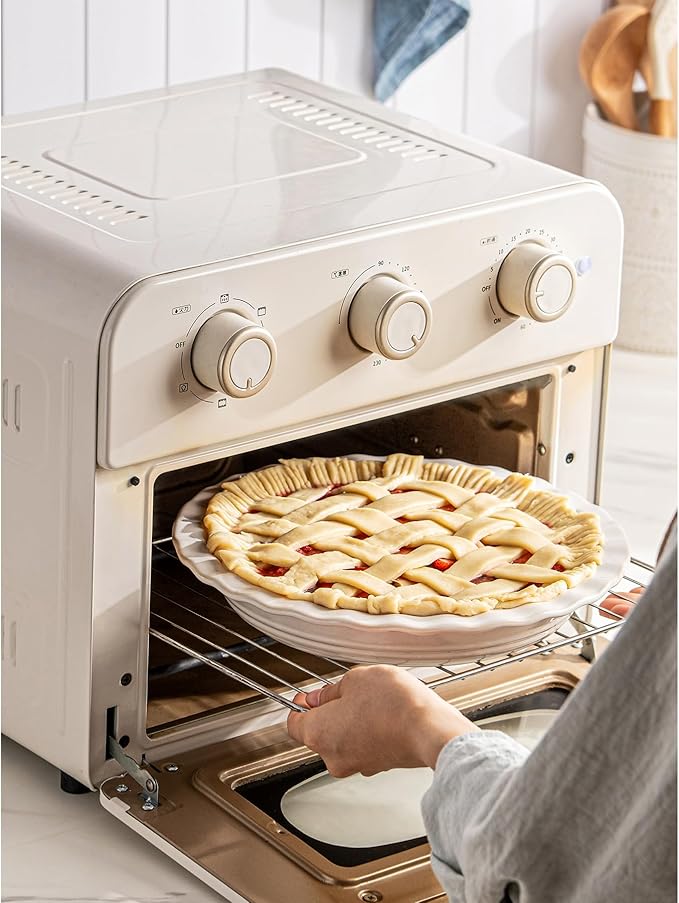 Ceramic Pie Pans for Baking 9 inch, 45 OZ Deep Dish Pie Pan, Quiche Baking Dish for Oven, Farmhouse Decor Pie Plate, Oven Safe, Set of 1, Off-White