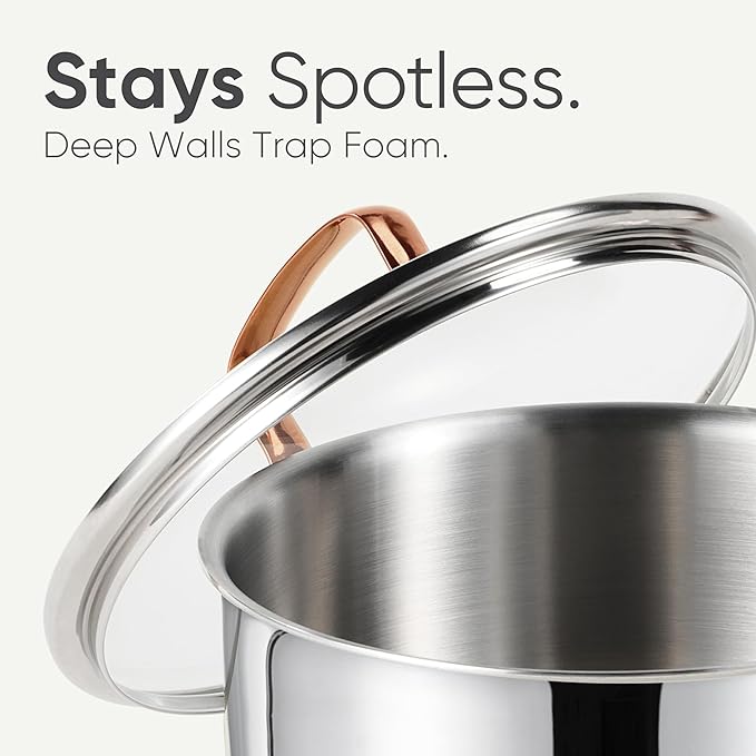 CAROTE 1.6Qt & 3.0Qt Stainless Steel Saucepan Set, Non-Toxic 3-Ply Stainless Steel Cookware Set with Lids, Small Kitchen Pots, Oven Safe, Compatible with Induction, Ceramic, Gas