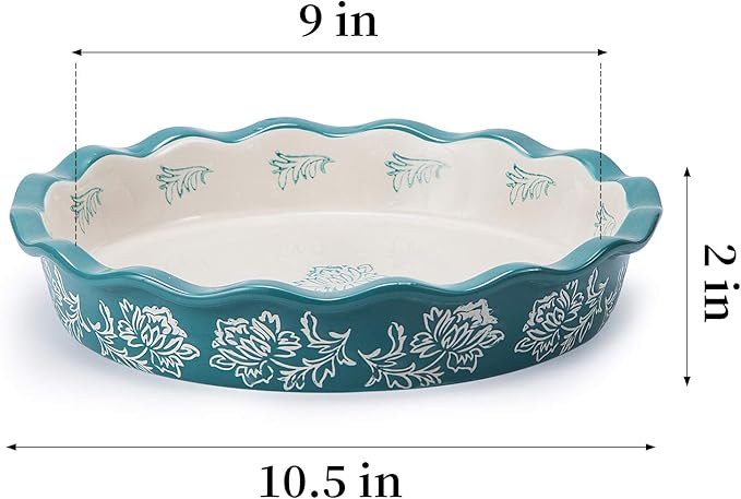 Wisenvoy Pie Pan Ceramic Pie Dish Pie Plate Deep Dish Pie Pan Non-Stick Pie Pans for Baking Pie Pans Pie Dishes