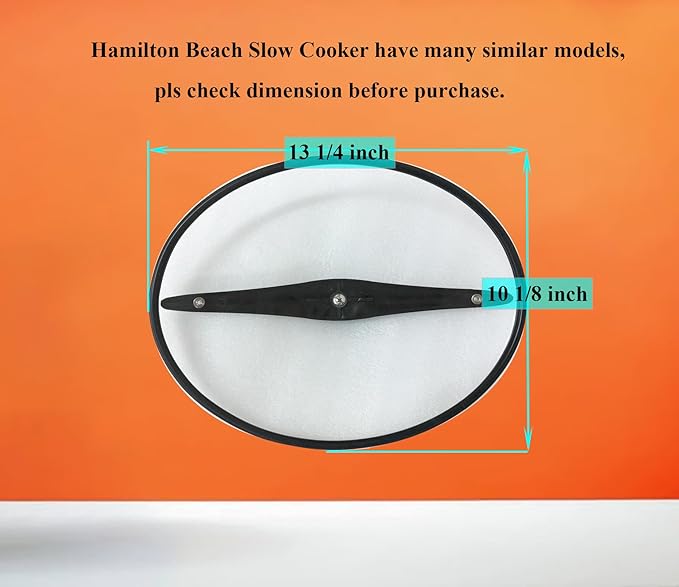 Oval Slow Cooker Lid with Sealing Ring and Clips Compatible for Hamilton Beach 10Quart Slow Cooker 33195