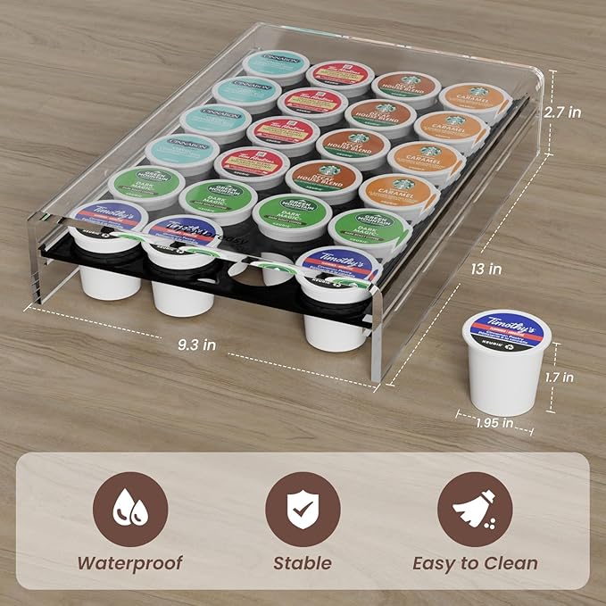 K Cup Holder，Coffee Pod Holder Drawer Capsule Display Storage for K-cup 24pods
