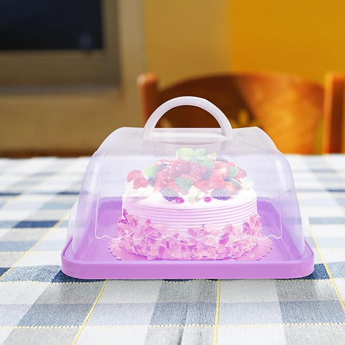 VICASKY Plastic Cake Carrier with Lid Convenient Transport Container for Birthday Cakes Outdoor Events and Parties Transparent Design Easy to Clean