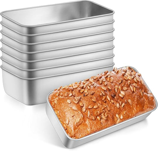 Leonyo 8 Pack Loaf Pans for Baking Bread, 9IN x 5IN Stainless Steel Loaf Bread Pans Set for Homemade Meatloaf, Bananas, Brownies, Lasagnas, Dishwasher Oven Safe