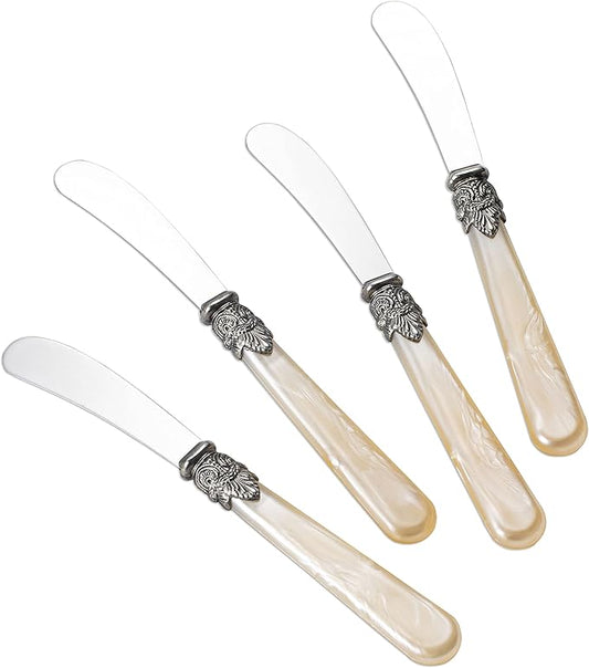REVERIE Collection 4-piece Stainless Steel Butter Spreader Cheese Knife, Giftable Butter Knives set, Bread Knife set (Gold)