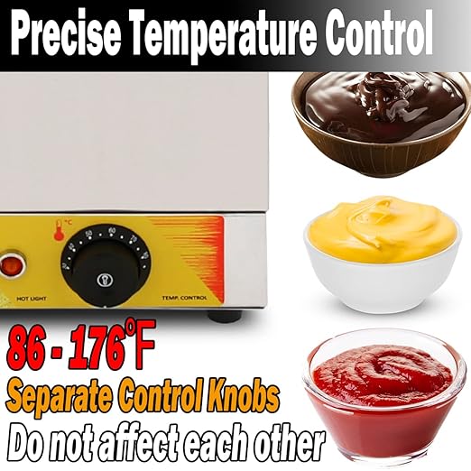 Cheese Dispenser with Pump Electric Hot Fudge Warmer 2.7 Quart Sauce Condiment Pump Station for Nacho Cheese Ketchup Syrup Butter Caramel,86-176℉,110V