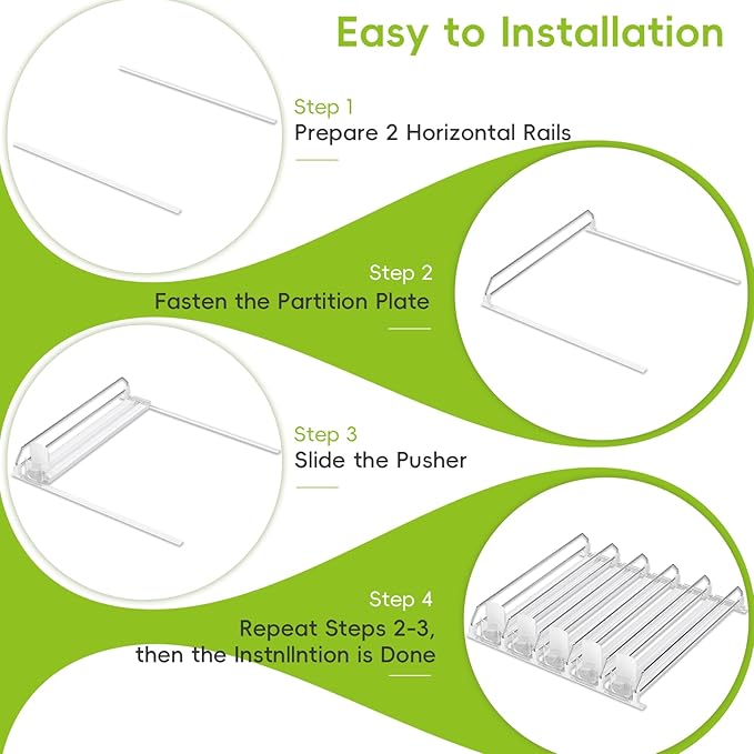 Soda Can Dispenser for Refrigerator,Self-Pushing Drink Organizer for Fridge, Width Adjustable Fridge Organization, Beer Pop Can Water Bottle Drink Dispenser for Fridge (15.1"D) White (White, 6 Row)