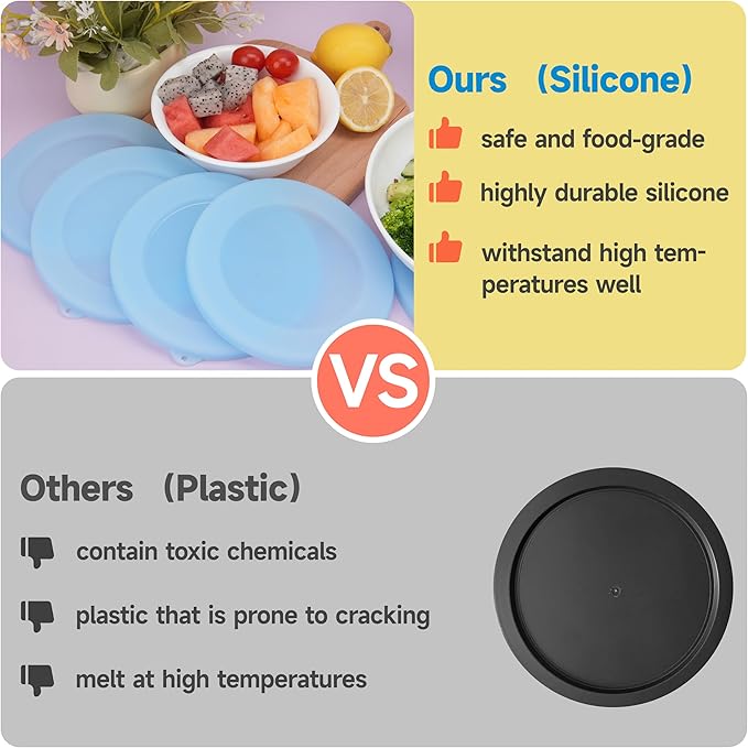 2 Pack Silicone Lids for Corelle 30-Oz Versa Bowls, Freezer & Microwave & Dishwasher Safe (Bowl not included)