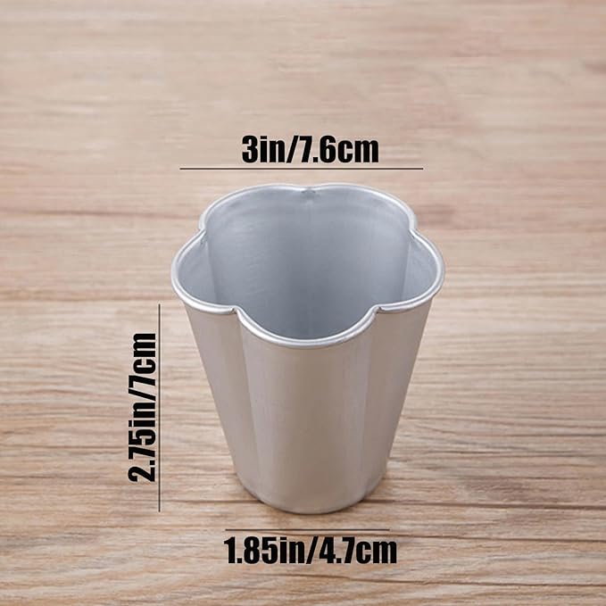 6 Packs Popover Pan, Aluminium Pudding Tin Cup Baking Maker, Individual Muffin Chocolate Molten Brownie Tumbler Raspberry Souffle Cupcake Moulds - Five-Petaled Flower Pudding 3"x 2.8"