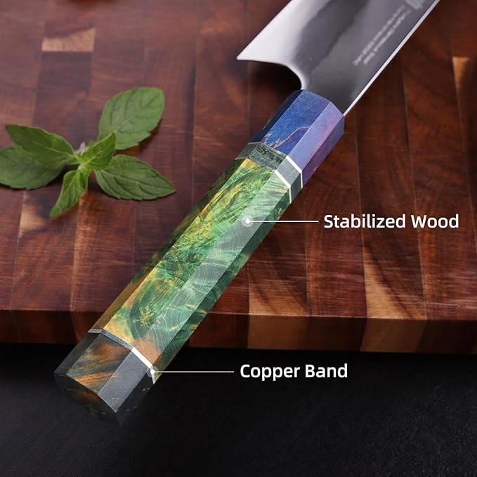 FINDKING 8 Inch Chef's Kiritsuke Knife, Professional Japanese Kitchen Knife for Skilled Cooks, 440C Steel Blade, Perfect for Chopping, Slicing, and Dicing (Iridescent Series)