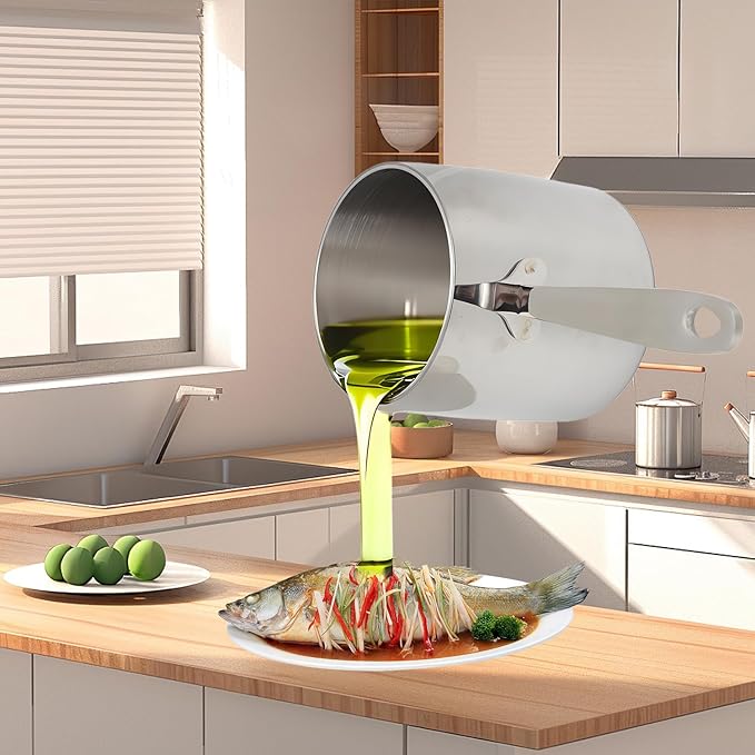 Stainless Steel Butter Warmer Pot with Scale Marks - 450ml/15.2oz Milk Heating Pot for Chocolate, Coffee, Tea - Multi-Layer Melting for Kitchen, Stovetop Safe(450ML)