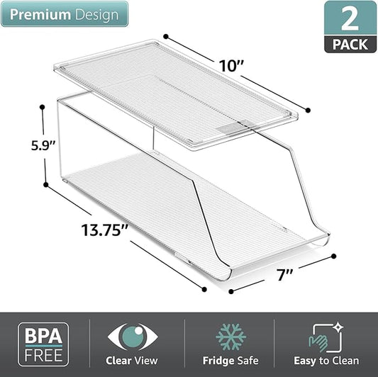 Sorbus Skinny Soda Can Organizer for Refrigerator - Stackable Slim Can Holder Dispenser with Lid for Fridge, Pantry, Freezer - BPA-Free, Clear Design, Drink Organizer for Fridge (2-Pack)