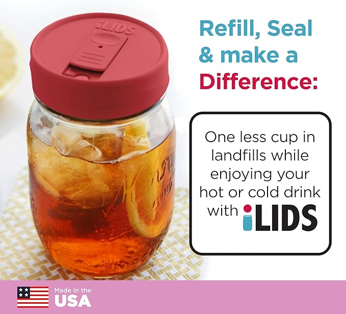 Mason Jar Drink Lid, Regular Mouth, Coral, 2-Pack