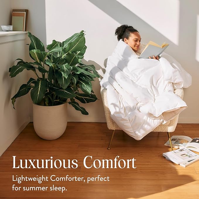 Brooklinen Lightweight Luxury Down Comforter, 100% Natural Canadian Duck Down Duvet Insert - 650 Fill Power, 100% Cotton Shell, Full/Queen Size Comforter for Warm Sleepers