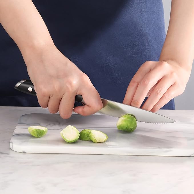 Cangshan ALPS Series 502759 German Steel Forged 5-inch Serrated Utility Knife with Sheath, Black