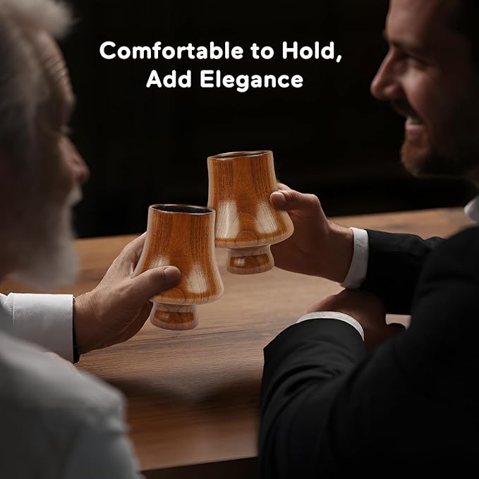 Charred Wooden Bourbon Drinking Glass, Charred Old Fashioned Glass, Handcrafted Whiskey Glass for Men, Great Whiskey Gifts for Men, Dad, or Brother (2 Pack)