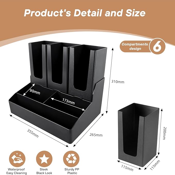 2-Tier Coffee Station Organizer,Cup Lid and Holder for Countertop-Holds K-Cup Pods, Coffee Pods, Sugar Packets, Tea Bags, Creamer