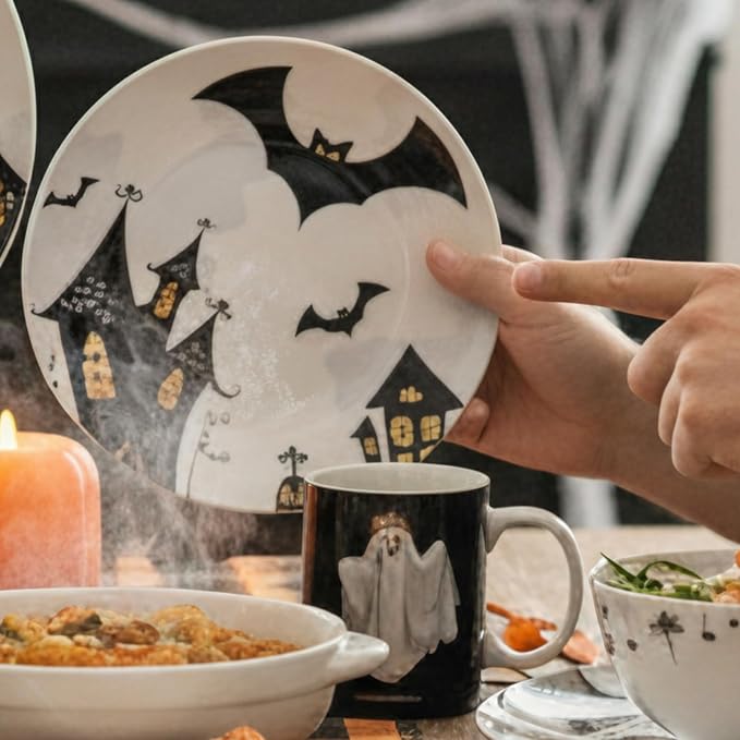 16 Pcs Halloween Dishes Dinnerware Set Serve 4