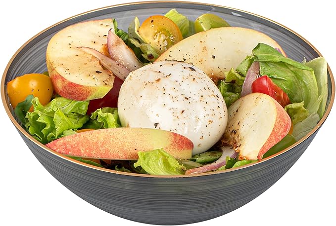 Restaurantware Plastic Bowls 20 Pcs 16 oz Gold Rimmed Disposable Soup Bowls Heavy-Duty Black Translucent Rippled Dinnerware Containers for Party, Desserts, Salads, Snacks, and Catering