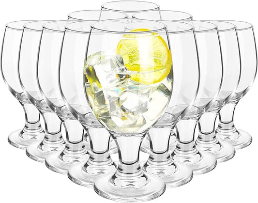 Patelai Set of 12 Clear Glasses 13.5 oz Water Goblet Glass Stemmed Water Glasses for Juice Wine Beer Tea Milk Cold Beverages Drinks Dishwasher Safe