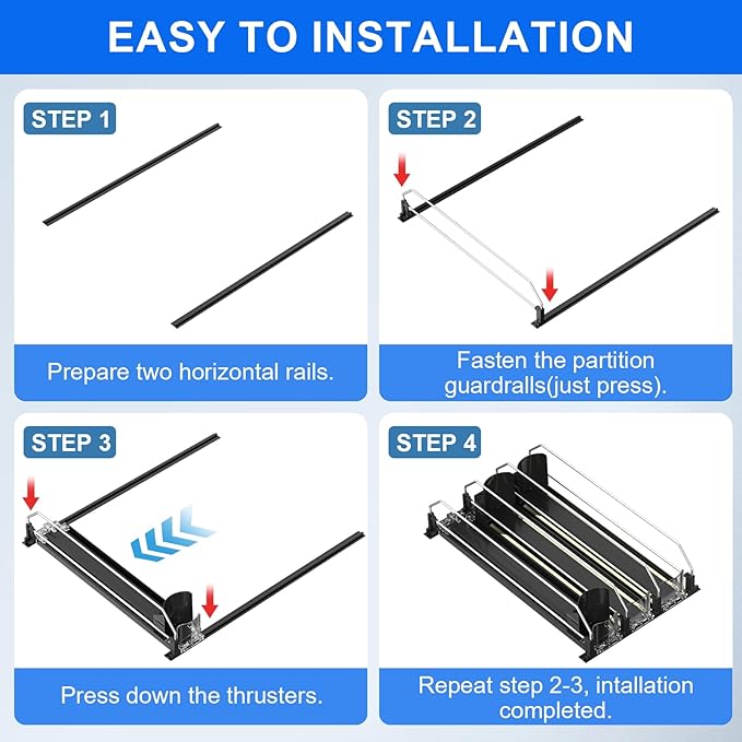 2024 Drink Organizer for Fridge, Upgrade Soda Can Dispenser for Refrigerator, Automatic Pusher Glide Fridge Can Organizer for Refrigerator, Fridge Soda Can Organizer (3 Rows Black)