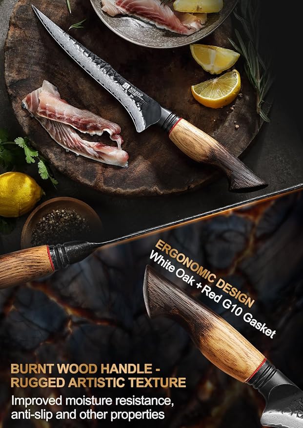 XINZUO 7.5 Inch Fillet Knife For Fish,Damascus Super Steel Boning Knife For Meat Chicken Cutting, Professional Sharp Kitchen Fishing Fillet Knife With Ergonomic Handle