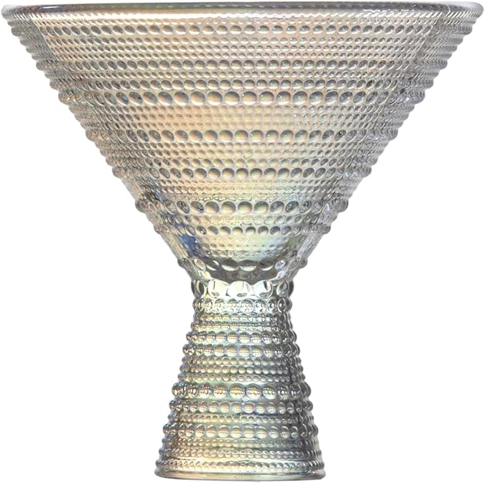 Fortessa Jupiter Beaded Hobnail Glass, 11.5 Ounce Martini (Set of 4), Iridescent