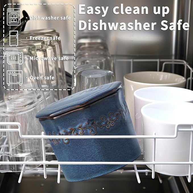 Butter Crock, French Butter Dish with Lid for Countertop,Ceramic French Butter Dish,Blue