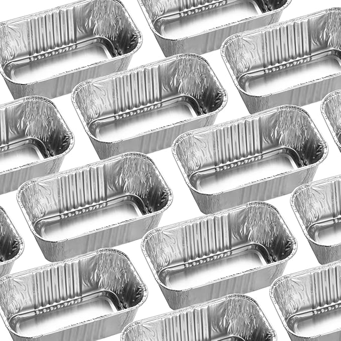 100 Pack 1Lb Aluminum Mini Loaf Baking Pans, 6” x 3.5” x 2” Heavy Duty Disposable Loaf Pans, Thick Foil Bread Pans for Baking Holiday Treats Food Storage and Takeout
