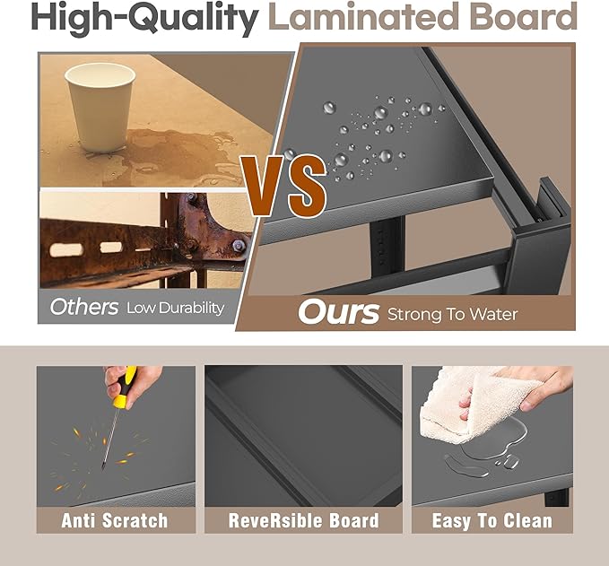 Triple Commercial Grade Kitchen Steel Shelves 54.33 x 35.43 x 13.78 inches Heavy Duty Rustproof Shelving Multi-Functional Storage System Black Kitchen Garage Living Room