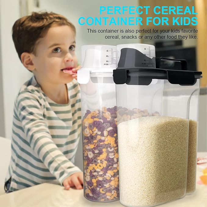 Rice Airtight Dry Food Storage Containers 10Lbs, BPA Free Plastic Storage Bin Dispenser with Pourable Spout, Portable Handle, Kitchen Pantry Organization for Cereal, Flour and Beans Dark Grey
