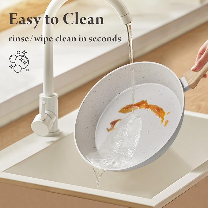 25 Pcs Pots and Pans Set Non Stick Ceramic Cookware Set, Healthy Non Toxic Kitchen Cookware with Mini Egg Pan, Large Capacity, Induction Compatible, PFAS/PTFE/PFOA/PFOS Free, Cream White