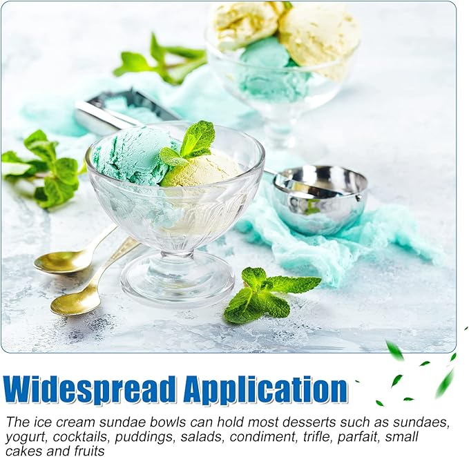 24 Pcs 8 oz Plastic Ice Cream Dessert Bowls Sundae Trifle Cups Bulk Clear Footed Milkshake Bowl Small Parfait Mousse Crystal Dish Holder Salad Condiment Fruit Holiday Wedding Picnic Party Favor