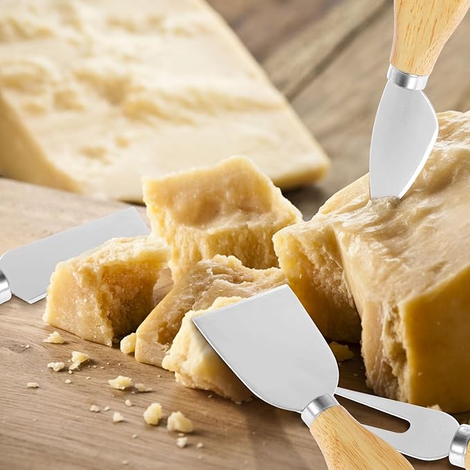 32Pcs Cheese Spreader Set with Wooden Handle Stainless Steel Butter Cutter Spreader Portable Cheese Cutting Spatula Rustproof Spatula Cheese Slicer Reusable Butter Spreader Tool for Cream Cheese