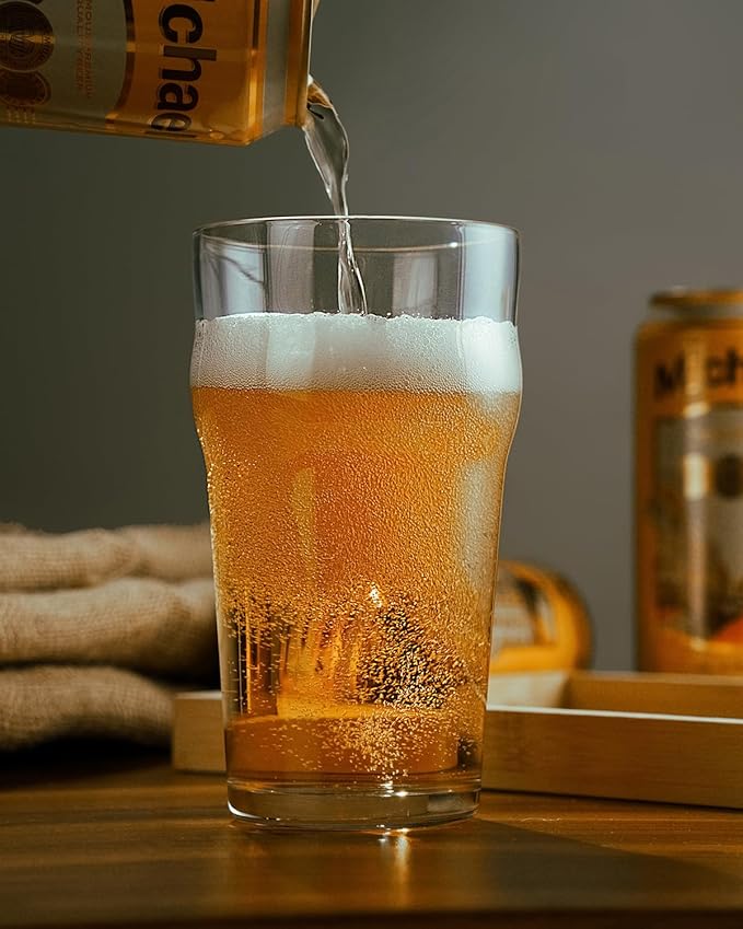 Pint Glasses,20oz British Beer Glass,Classics Craft Beer Glasses,Premium Beer Glasses Tumbler Set of 2, Pub Beer Glasses,Unique Design Beer Glasses Easy Stacking in The Cupboard