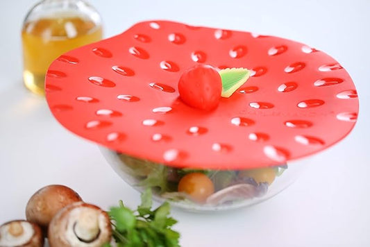 Charles Viancin - Strawberry Silicone Lid for Food Storage and Cooking - 9''/23cm - Airtight Seal on Any Smooth Rim Surface - BPA-Free - Oven, Microwave, Freezer, Stovetop and Dishwasher Safe