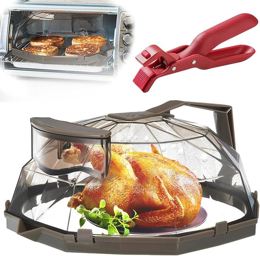 Microwave Splatter Cover 10 Inch BPA-Free, Microwave Cover with Silicone Guard Built-in Steam Vents, Anti-Scald Bowl Clips, Easy-Grip Handle, Durable splatter cover for Food Protection