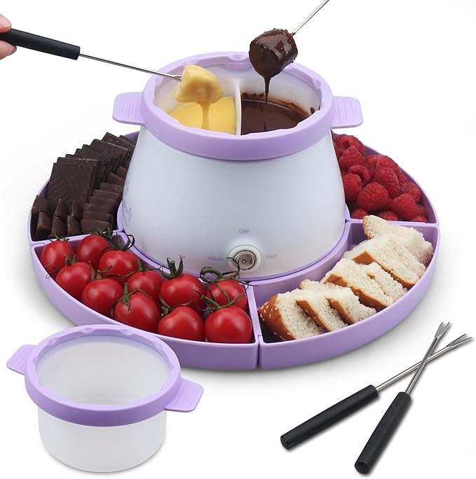 Electric Fondue Pot Set with 2 Pots