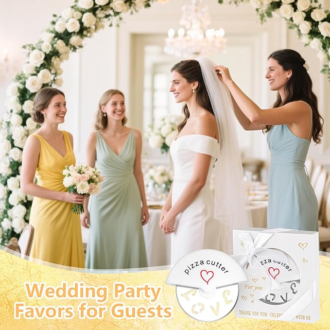30Pcs Pizza Cutter Wedding Party Favors for Guests, White Mini Stainless Steel Pizza Cutter with Gift Box for Bridal Decoration Baby Shower Return Souvenirs Guest Prizes