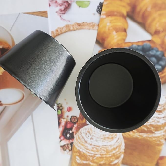 Popover Pans Nonstick 6 Packs, Individual Larger Muffin, Versatile Round Baking Cups for Popover, Muffins, Quiche, Tarts, Cupcakes, Pudding - Carbon Steel, Black