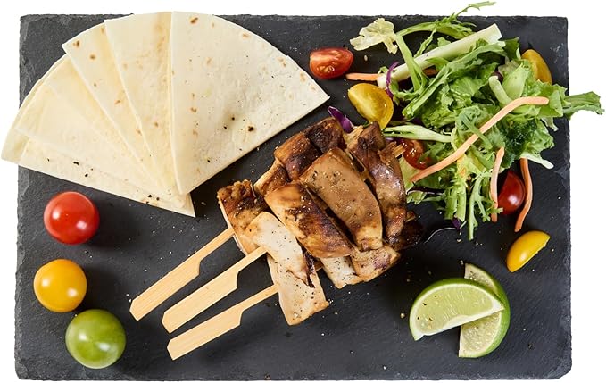 Restaurantware Slate Serving Tray 1 Pack of 11.8" x 7.8" Foam Feet Charcuterie Stone Plate Rustic Edges Freezable Black Serving Display Cheese Boards for Kitchen, Gourmet, Dining, Parties