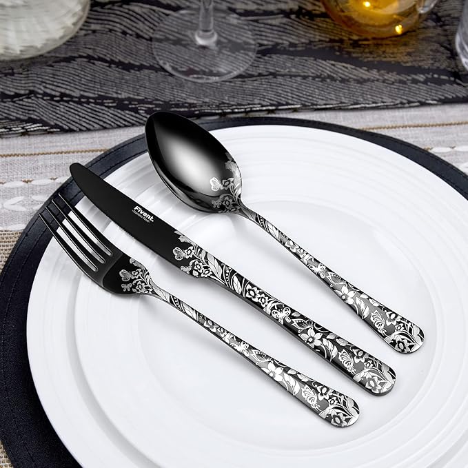Black Cutlery Set - 20 pcs