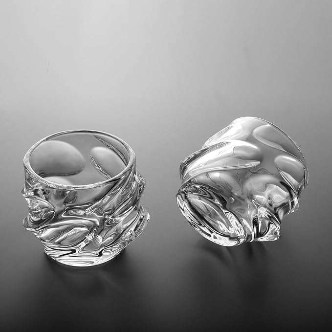 KANARS Whiskey Glass 11 Oz, Set of 2 Crystal Rock Glasses for Scotch Bourbon Snifter Brandy Irish Whisky, Unique Liquor Tumblers for Men Dad Gift