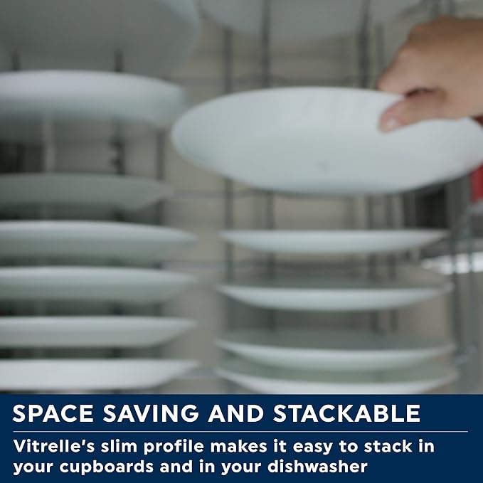 Corelle Vitrelle 4-Pieces 18-Oz Soup/Cereal Bowls Chip & Crack Resistant Glass Dinnerware Set Bowls, Winter Frost White (Pack of 4)