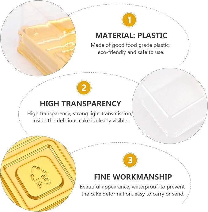 50pcs Golden Mini Cake Boxes Clear Cake Box Macaron Boxes Square Dessert Boxes Mini Cupcake Boxes Packaging 2.1in/5.5cm Cupcake