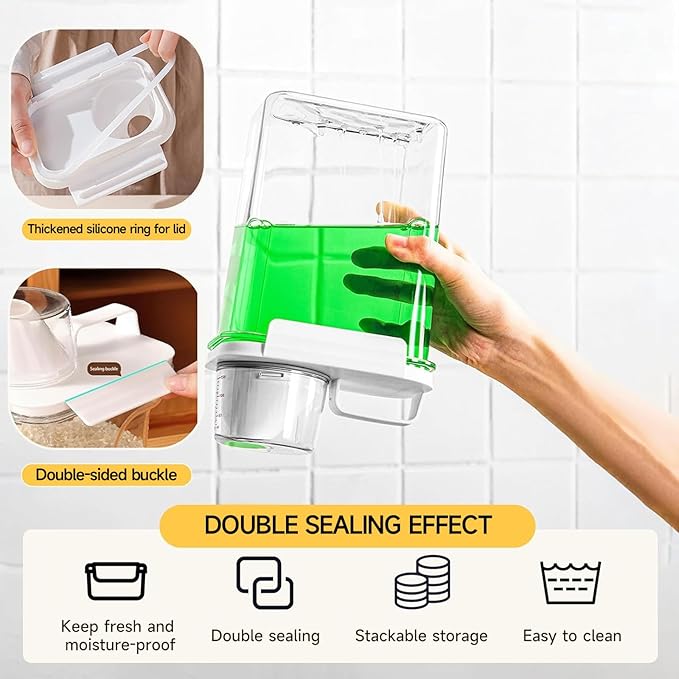 Cereal Container and Rice Storage Dispenser-Airtight Food Storage Organizers BPA-free Plastic Kitchen Pantry Storage Containers food-grade PET material Suitable for rice, grains